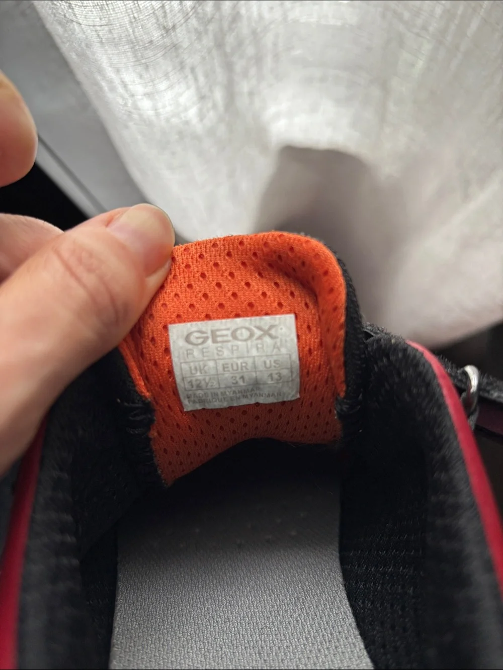 Geox Kids Black and Red Sneakers with Orange Accents